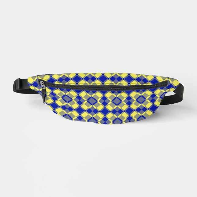 Blau Gelb Karo Argyle-Muster Bauchtasche (Vorderseite)