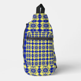 Blau Gelb Karo Argyle-Muster Crossbody Bag