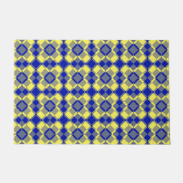 Blau Gelb Karo Argyle-Muster Fußmatte