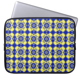Blau Gelb Karo Argyle-Muster Laptopschutzhülle