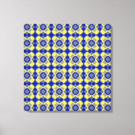Blau Gelb Karo Argyle-Muster Leinwanddruck