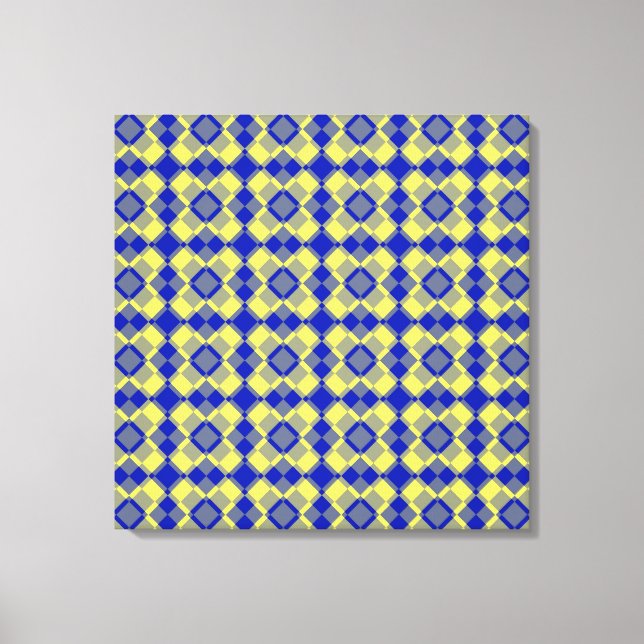 Blau Gelb Karo Argyle-Muster Leinwanddruck (Vorderseite)