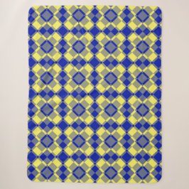 Blau Gelb Karo Argyle-Muster Sherpadecke