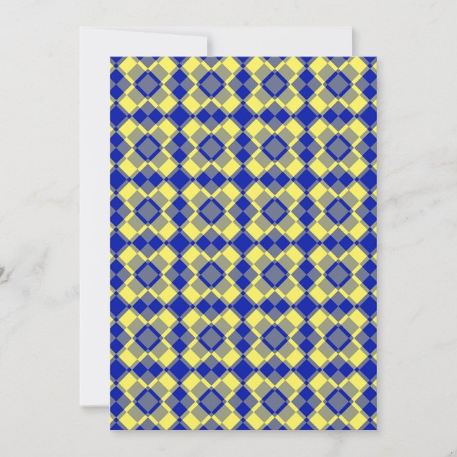 Blau Gelb Karo Argyles Muster Einladung (Vorderseite)