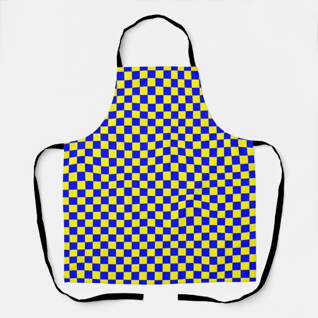 Blau Gelb Karo Gingham-Muster Schürze (Vorderseite)