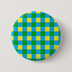 Blau-Gelb-Karo Kariertes Muster Button