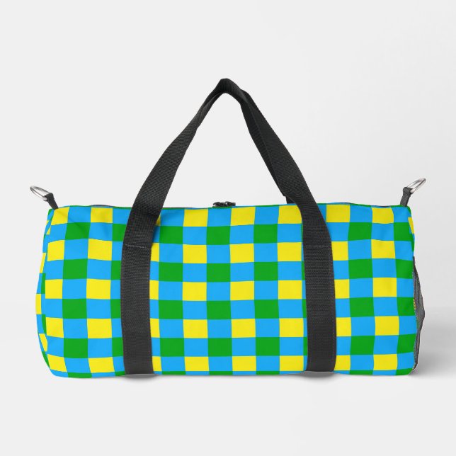 Blau-Gelb-Karo Kariertes Muster Duffle Bag (Vorderseite)