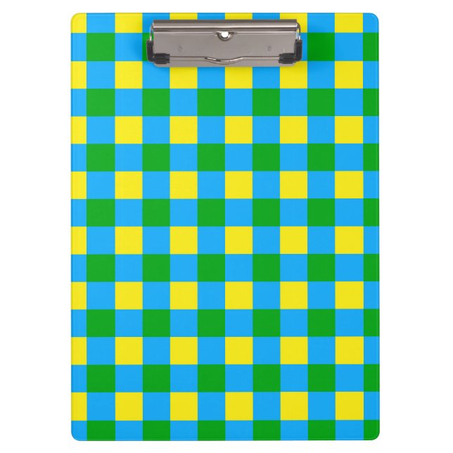 Blau-Gelb-Karo Kariertes Muster Klemmbrett (Vorderseite)