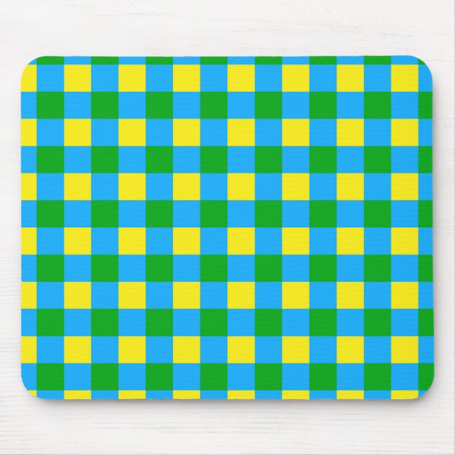 Blau-Gelb-Karo Kariertes Muster Mousepad (Vorne)