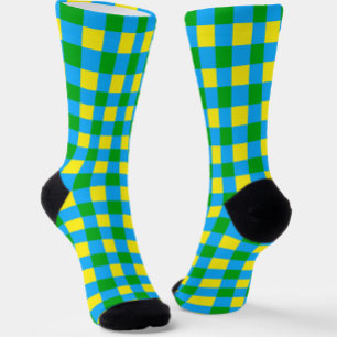 Blau-Gelb-Karo Kariertes Muster Socken