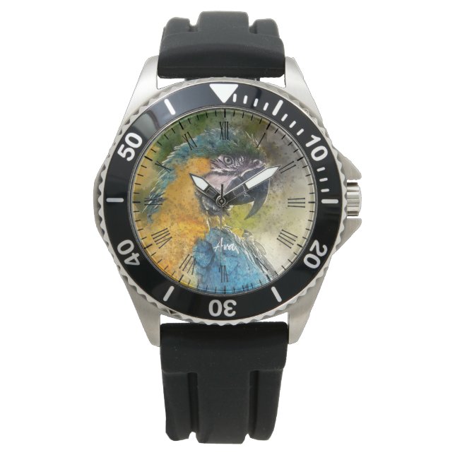 Blau-Gelb-Maca (Ara ararauna) Armbanduhr (Vorderseite)