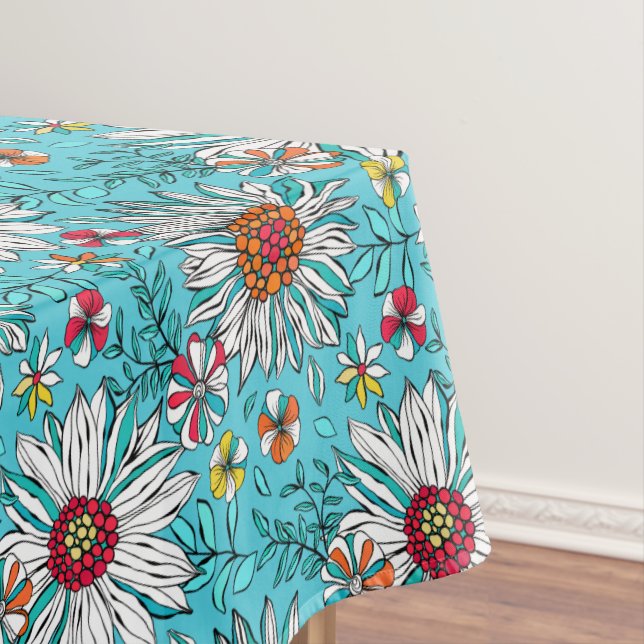 Blau-Gelb-Orange-Blume Muster Tischdecke (Beispiel)