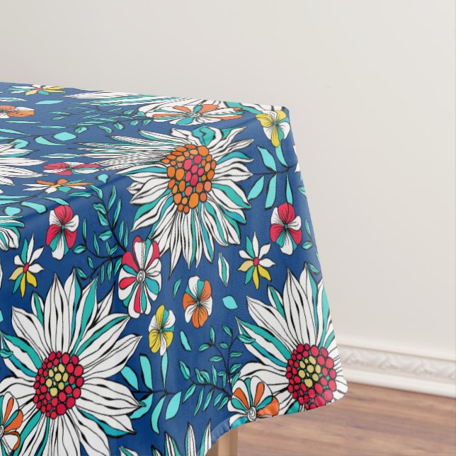 Blau-Gelb-Orange-Blume Muster Tischdecke (Beispiel)