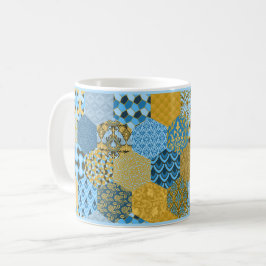 Blau-Gelb-Patchwork-Tasse Kaffeetasse
