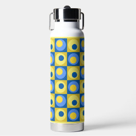 Blau-Gelb-Quadrat geometrisches Design Hot-Cold Trinkflasche