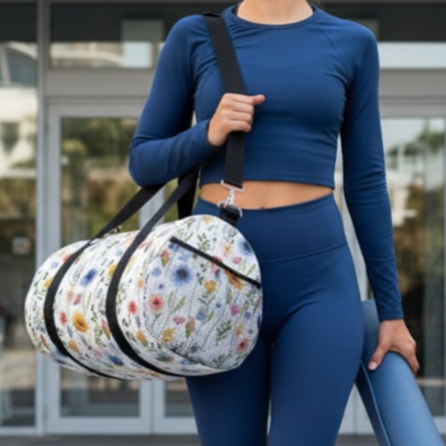 Blau Gelb Rosa Blumen Boho Wildblume Duffle Bag (Von Creator hochgeladen)