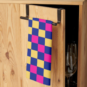 Blau Gelb Rosa Karomuster Design  Geschirrtuch
