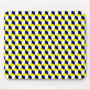 Blau, gelb, schattierte Weiß Würfel des Blick-3D Mousepad