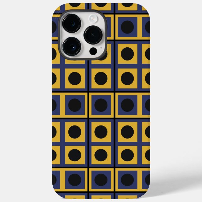 Blau-Gelb-Schwarz-Quadrat Circle Geometric Case-Mate iPhone 14 Pro Max Hülle (Rückseite)