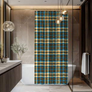 Blau & Gelb Tartan Duschvorhang Männer Geschenk Au