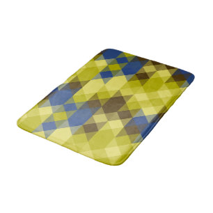 Blau Gelb und braun geometrisch Badematte