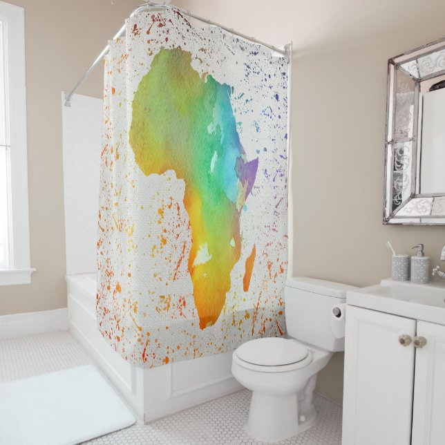 Blau, Gelb und Grün: Afrika Duschvorhang (Beispiel)