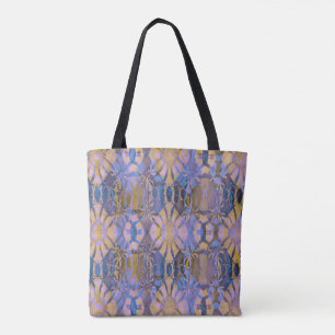 Blau, Gelb und Lila Batik-Stil Tasche