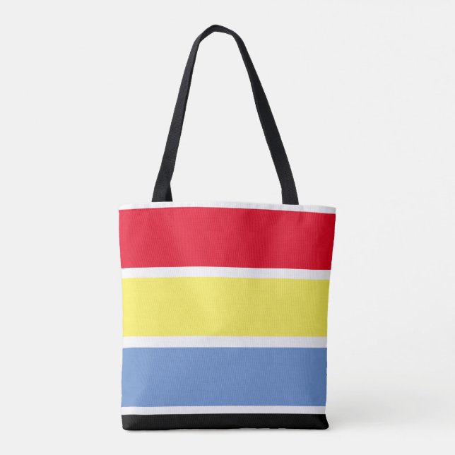 Blau, Gelb und Rot-Oval-Muster auf schwarz Tasche (Rückseite)