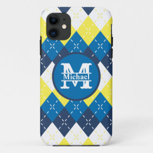 Blau, Gelb und Weiß Raute personalisieren Case-Mate iPhone Hülle