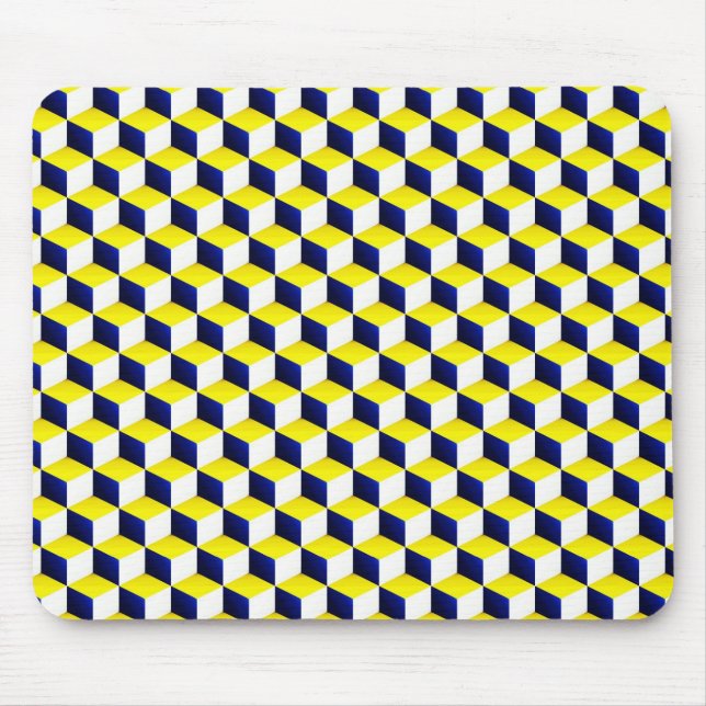 Blau, gelb, weiß schattig 3D-Look Cubase Mousepad (Vorne)