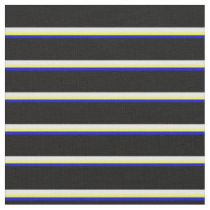 Blau, Gelb, Weiß und Schwarz Streifen Muster Stoff