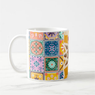 Blau & Gelb Zellij Mosaikmuster Kaffeetasse