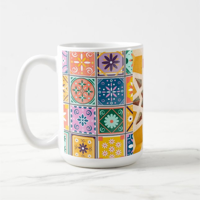 Blau & Gelb Zellij Mosaikmuster Kaffeetasse (Links)