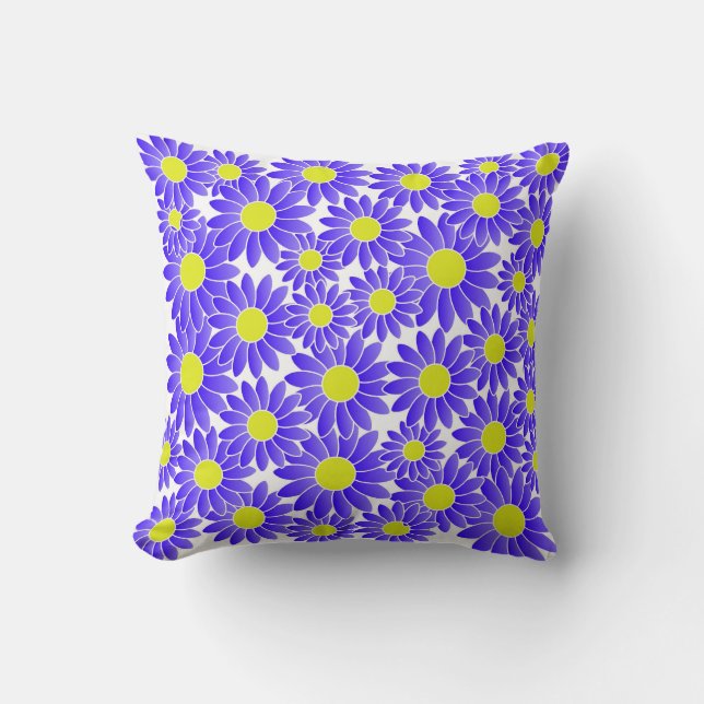 Blau-Gelbe Blume Kissen (Vorderseite)