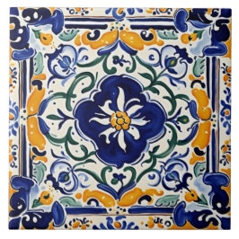 Blau-Gelbe Blume Portugiesisch Fliese