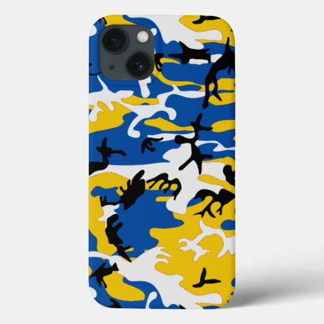 Blau-Gelbe Camouflage Case-Mate iPhone Hülle (Rückseite)