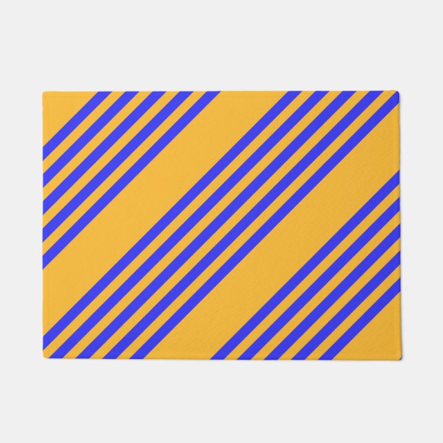 Blau-gelbe Fünf-Streifen-Muster Fußmatte (Vorderseite)