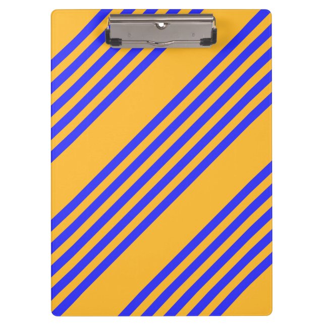 Blau-gelbe Fünf-Streifen-Muster Klemmbrett (Vorderseite)