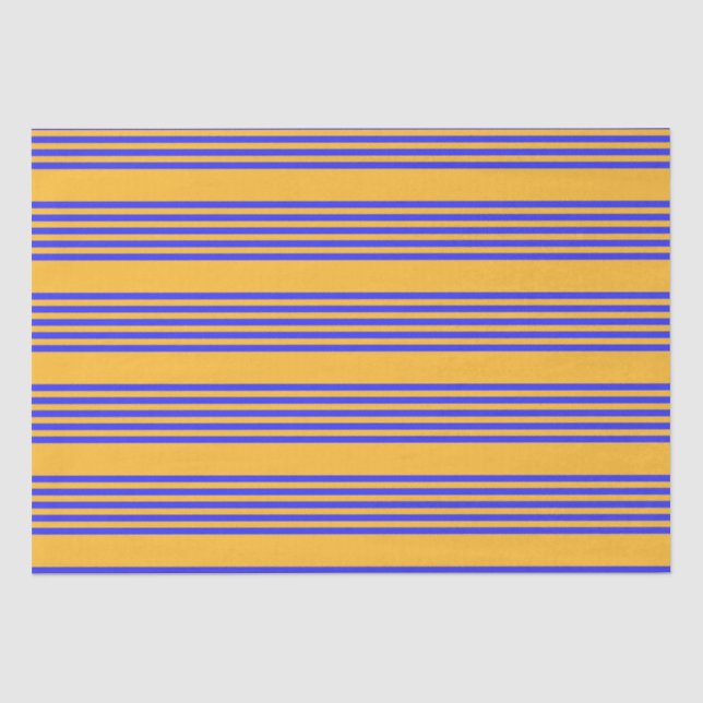 Blau-gelbe Fünf-Streifen-Muster Seidenpapier (Vorderseite)