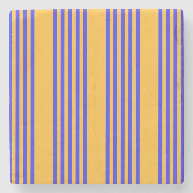 Blau-gelbe Fünf-Streifen-Muster Steinuntersetzer (Vorderseite)