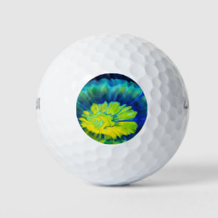 Blau-Gelbe Gefärbte Krawatte Golfball
