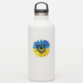 Blau-gelbe Sonnenblume im ukrainischen Stil Aufkleber