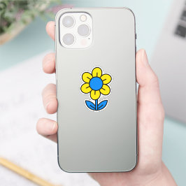 Blau-gelbe Sonnenblume im ukrainischen Stil Aufkleber