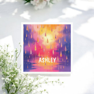 Blau-Gelbe Wasserfarbe Raindrops farbenfroh Serviette