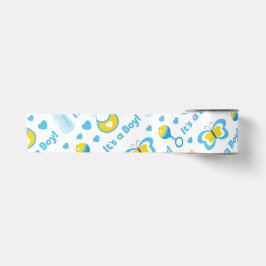 BLAU-GELBE-WEISSE BABY-ELEMENTE SATINBAND