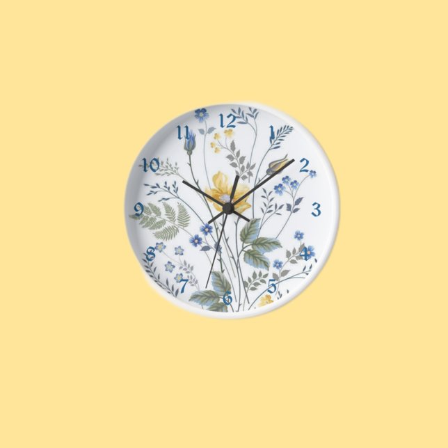 Blau-Gelbe Wildblumen Uhr (Von Creator hochgeladen)