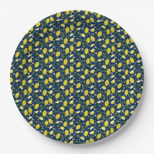 Blau gelbe Zitrone Frucht hell Sommer Pappteller