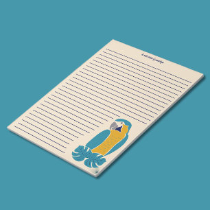 Blau-gelber Ara-Schreibpapierblock mit Linien Notizblock
