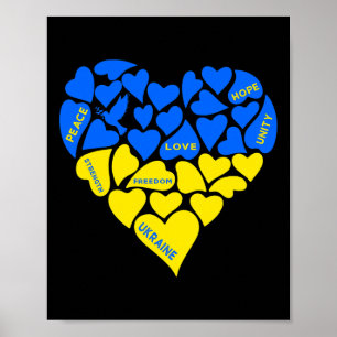 Blau Gelber Friedens Taube Herz Ukraine Hoffnung L Poster