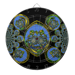 Blau-gelber Kaleidoskop-Kunstprint Dartscheibe